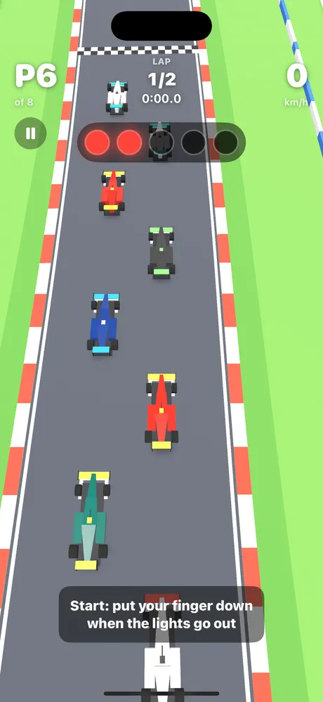 Pocket GP race start: five red lights on the grid